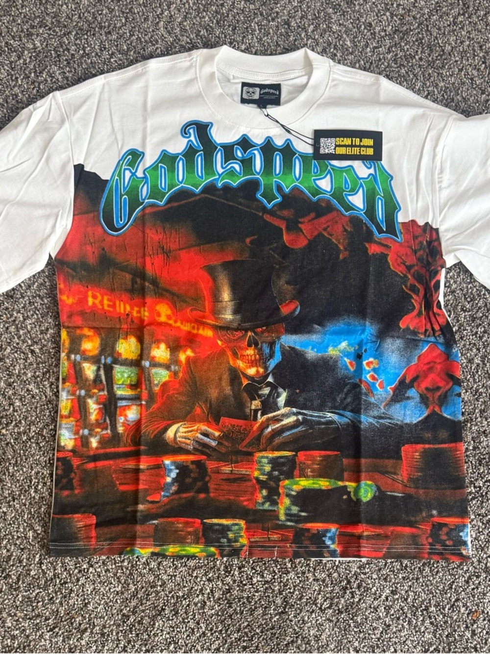 Godspeed White Multicolor Graphic Dress Shirt
